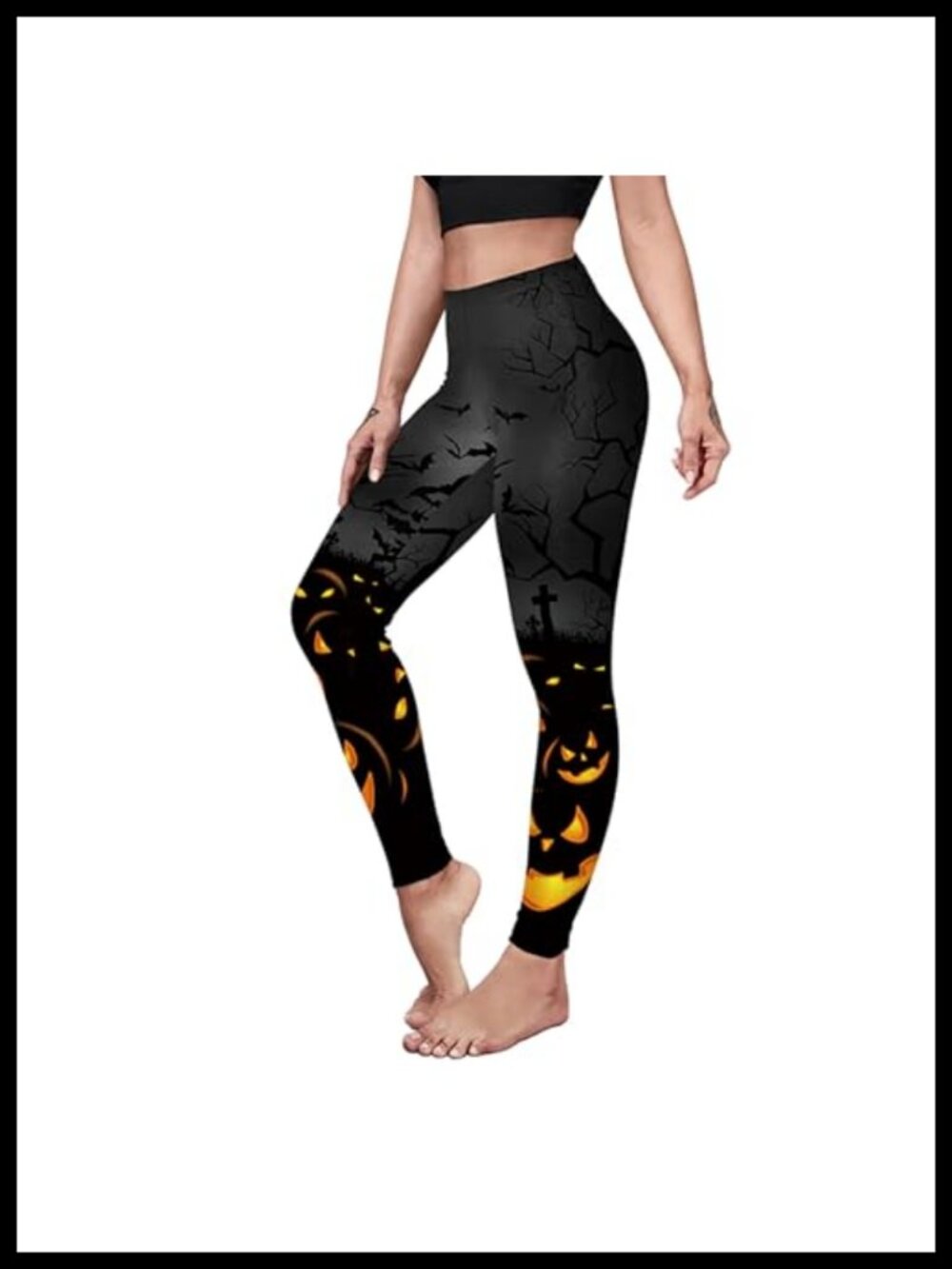 Halloween 3D Print High Waist Leggings Stretchy Yoga Pants Skull Pumpkin
